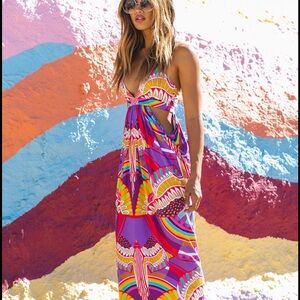 🌈Mara Hoffman Rainbow Bird Maxi w Side Cut-Outs🌈